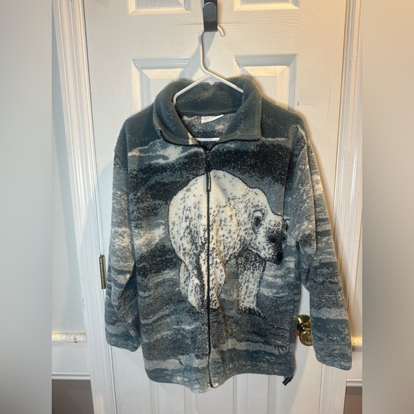 Black Mountain Men’s Polar Bear Fleece Full Zip Jacket Small Blue White - Picture 1 of 8